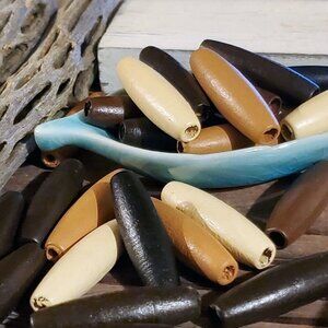 Bulk Lot Earth Tone Brown Black Tan 30mm Oval Wood Focal Beads 100pcs